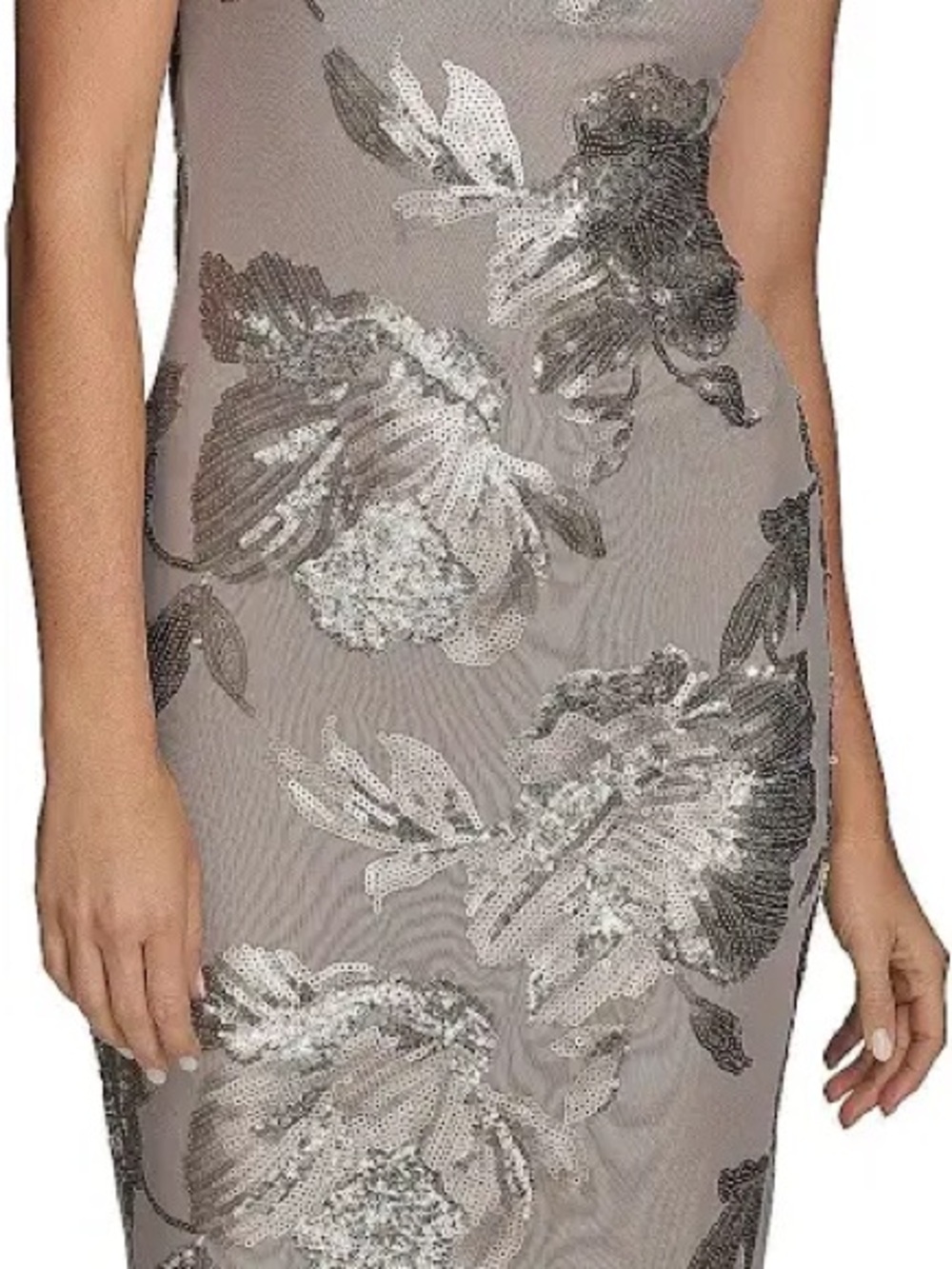Donna Karan Women's Sequin Floral Sleeveless Gown - Picture 5 of 11